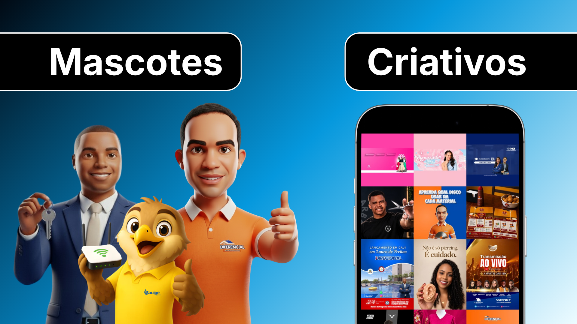 Conteúdo e criativos — projetos da Agência Javé