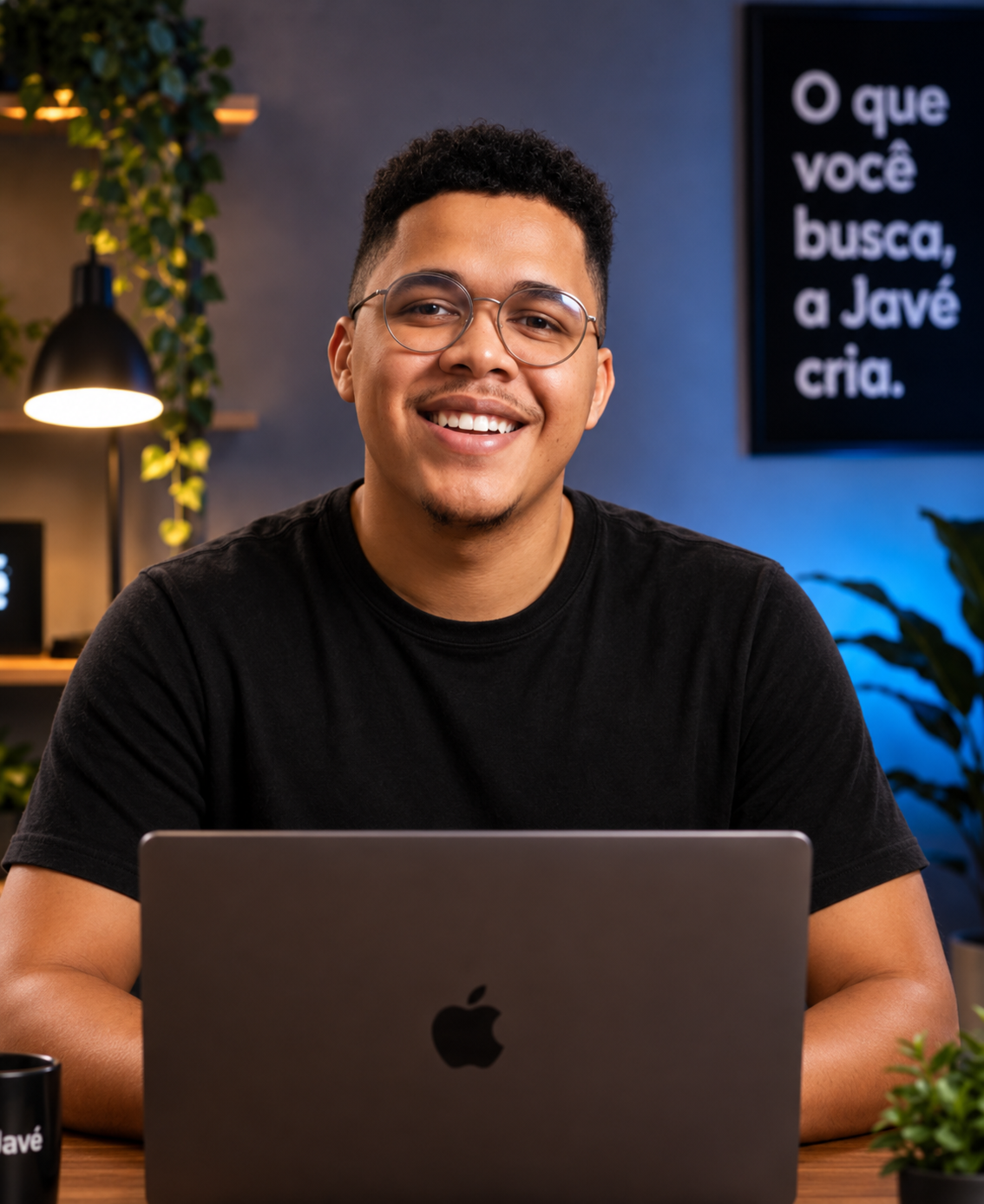 Joabe Mello em seu ambiente de trabalho